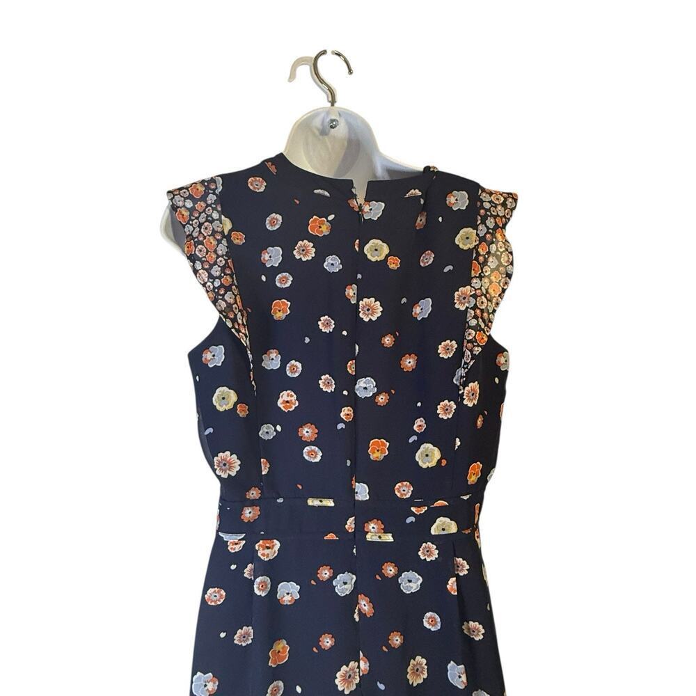 Maison Jules Women’s Floral Ruffle Hem Dress Navy Orange Print Size 12 - Picture 5 of 9